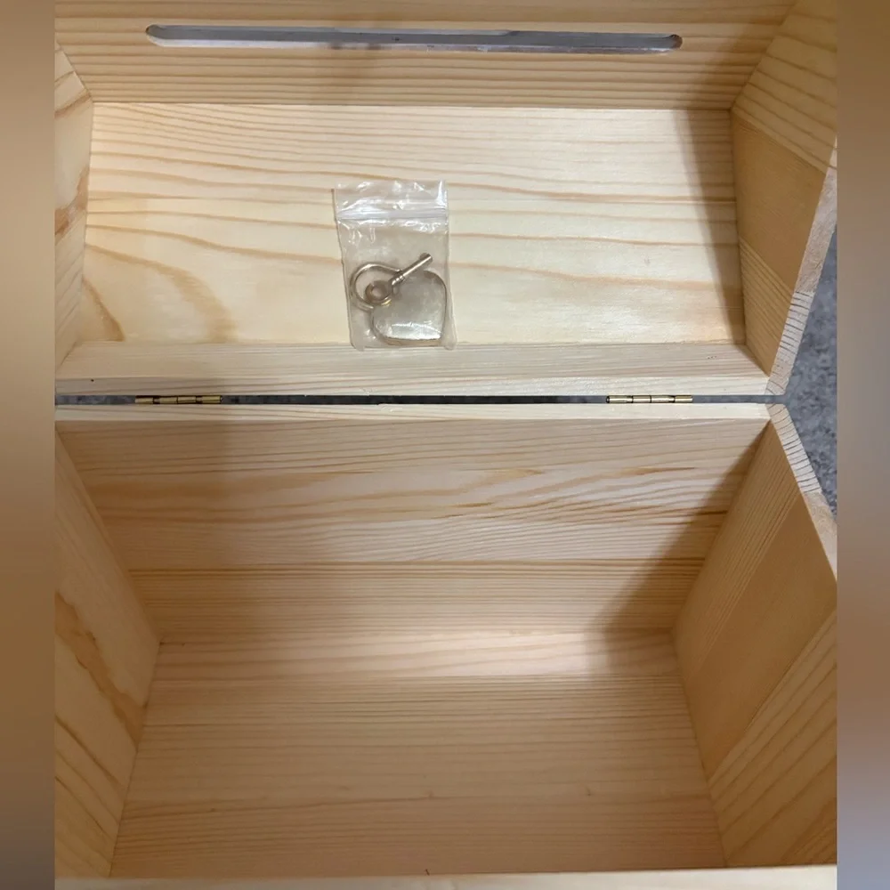 Wooden 'Cards' Box with Gold Accent - White